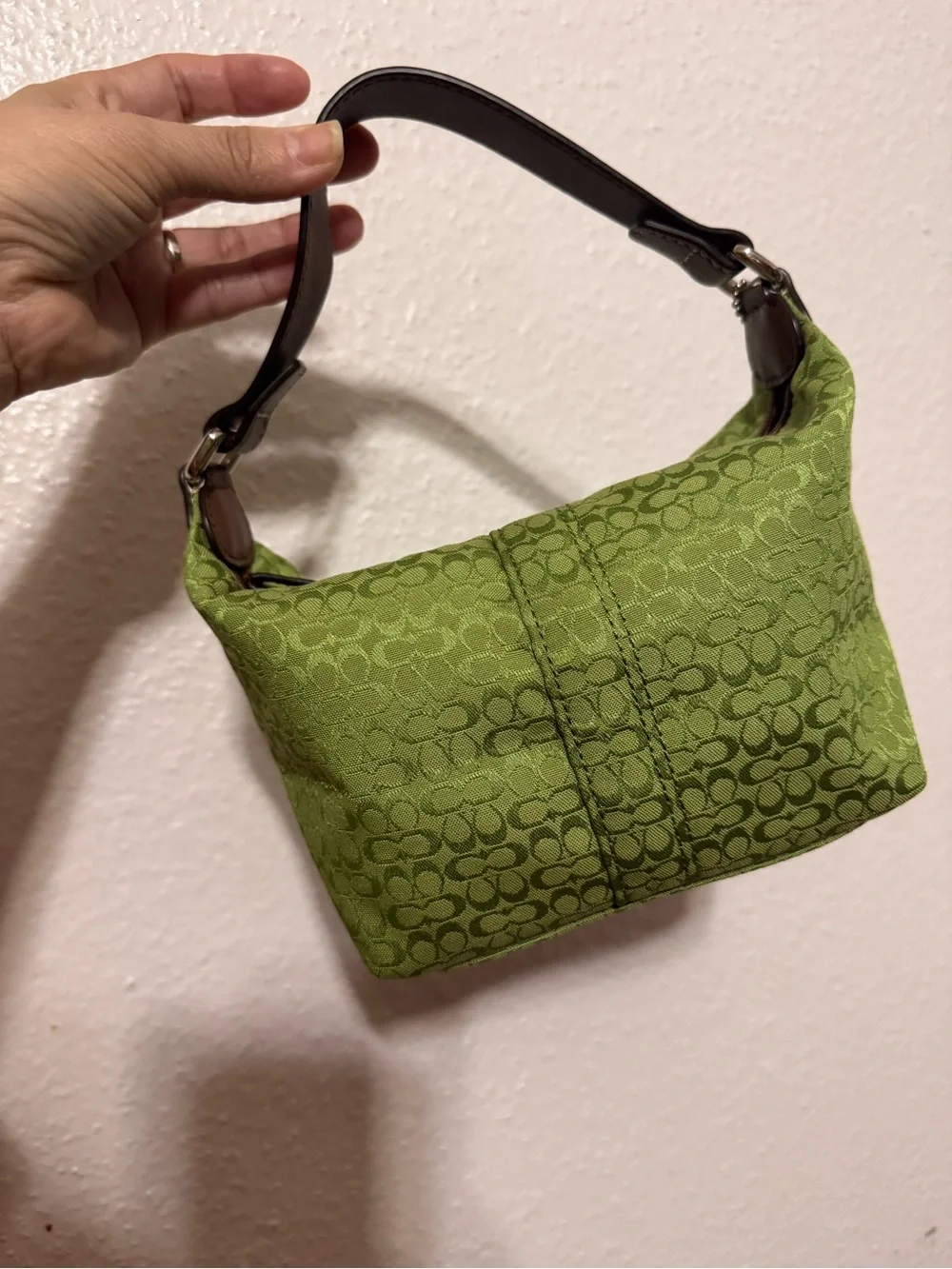 Coach Soho mini Vibrant Green Signature Jacquard Shoulder Bag